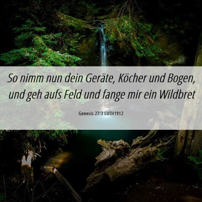 Picture 06 - Genesis 27:3 LUTH1912 - So nimm nun dein Geräte, Köcher und Bogen, und - Bible Verse Picture
