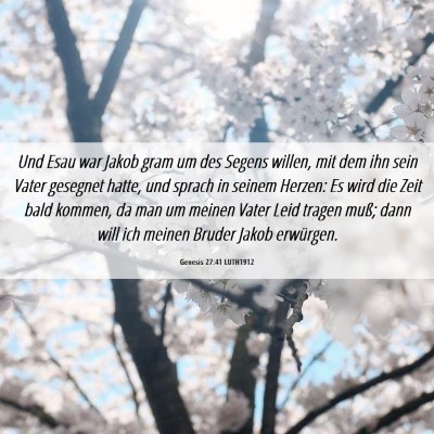 Picture 06 - Genesis 27:41 LUTH1912 - Und Esau war Jakob gram um des Segens willen, mit - Bible Verse Picture