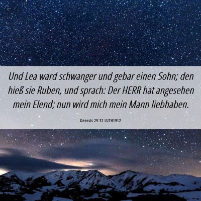 Picture 06 - Genesis 29:32 LUTH1912 - Und Lea ward schwanger und gebar einen Sohn; den - Bible Verse Picture