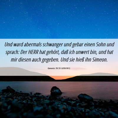Picture 06 - Genesis 29:33 LUTH1912 - Und ward abermals schwanger und gebar einen Sohn - Bible Verse Picture