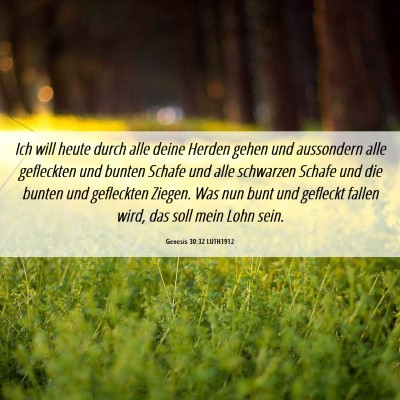 Picture 06 - Genesis 30:32 LUTH1912 - Ich will heute durch alle deine Herden gehen und - Bible Verse Picture