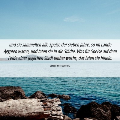 Picture 06 - Genesis 41:48 LUTH1912 - und sie sammelten alle Speise der sieben Jahre, - Bible Verse Picture