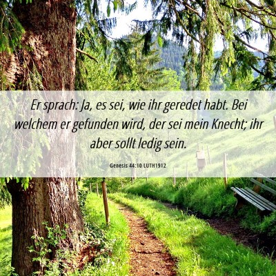 Picture 06 - Genesis 44:10 LUTH1912 - Er sprach: Ja, es sei, wie ihr geredet habt. Bei - Bible Verse Picture
