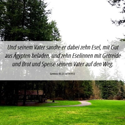 Picture 06 - Genesis 45:23 LUTH1912 - Und seinem Vater sandte er dabei zehn Esel, mit - Bible Verse Picture
