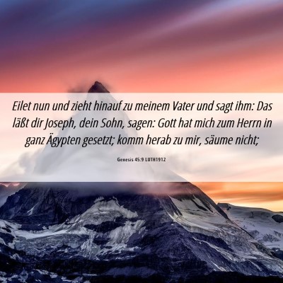 Picture 06 - Genesis 45:9 LUTH1912 - Eilet nun und zieht hinauf zu meinem Vater und - Bible Verse Picture
