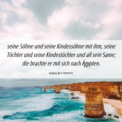 Picture 06 - Genesis 46:7 LUTH1912 - seine Söhne und seine Kindessöhne mit ihm, - Bible Verse Picture