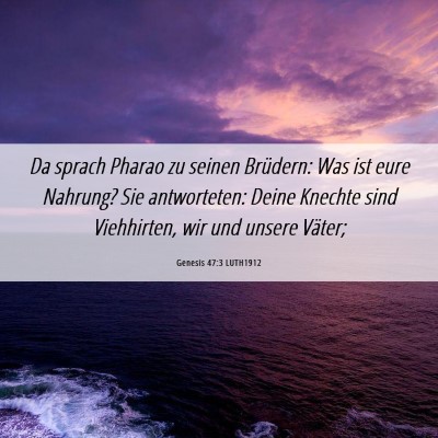 Picture 06 - Genesis 47:3 LUTH1912 - Da sprach Pharao zu seinen Brüdern: Was ist eure - Bible Verse Picture