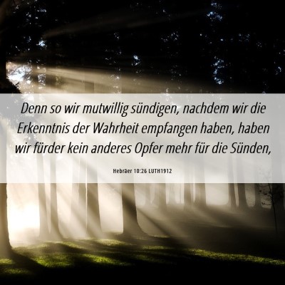 Picture 06 - Hebräer 10:26 LUTH1912 - Denn so wir mutwillig sündigen, nachdem wir die - Bible Verse Picture