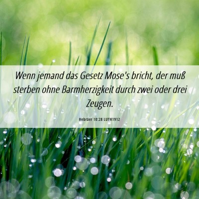 Picture 06 - Hebräer 10:28 LUTH1912 - Wenn jemand das Gesetz Mose's bricht, der muß - Bible Verse Picture