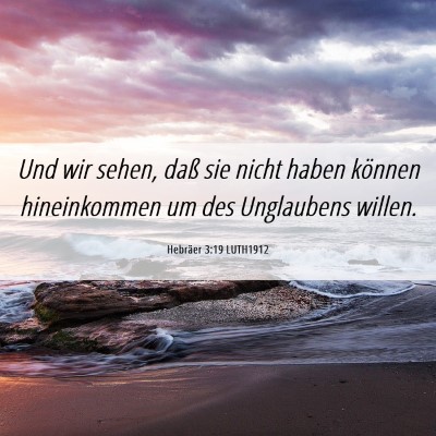 Picture 06 - Hebräer 3:19 LUTH1912 - Und wir sehen, daß sie nicht haben können - Bible Verse Picture