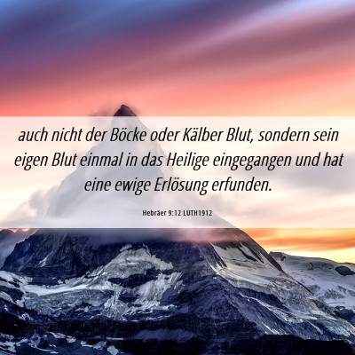 Picture 06 - Hebräer 9:12 LUTH1912 - auch nicht der Böcke oder Kälber Blut, sondern - Bible Verse Picture