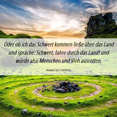Picture 06 - Hesekiel 14:17 LUTH1912 - Oder ob ich das Schwert kommen ließe über das - Bible Verse Picture