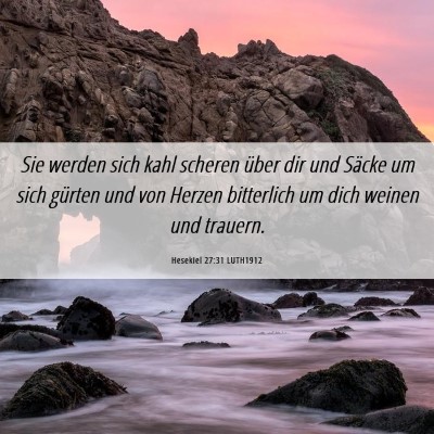Picture 06 - Hesekiel 27:31 LUTH1912 - Sie werden sich kahl scheren über dir und Säcke - Bible Verse Picture