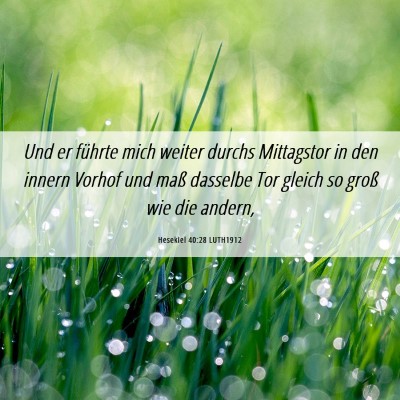 Picture 06 - Hesekiel 40:28 LUTH1912 - Und er führte mich weiter durchs Mittagstor in - Bible Verse Picture