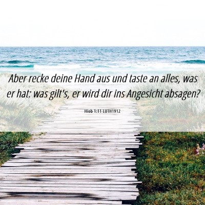 Picture 06 - Hiob 1:11 LUTH1912 - Aber recke deine Hand aus und taste an alles, was - Bible Verse Picture