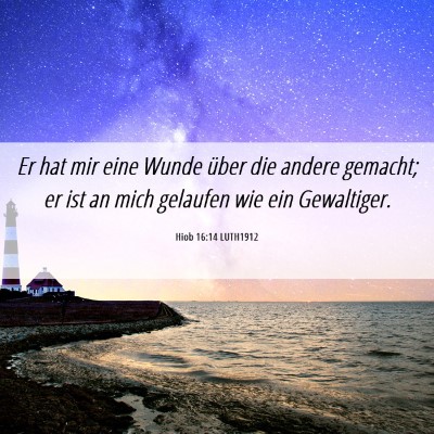 Picture 06 - Hiob 16:14 LUTH1912 - Er hat mir eine Wunde über die andere gemacht; - Bible Verse Picture