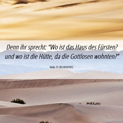 Picture 06 - Hiob 21:28 LUTH1912 - Denn ihr sprecht: “Wo ist das Haus des - Bible Verse Picture