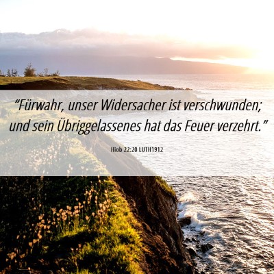 Picture 06 - Hiob 22:20 LUTH1912 - “Fürwahr, unser Widersacher ist verschwunden; - Bible Verse Picture