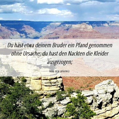 Picture 06 - Hiob 22:6 LUTH1912 - Du hast etwa deinem Bruder ein Pfand genommen - Bible Verse Picture