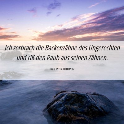 Picture 06 - Hiob 29:17 LUTH1912 - Ich zerbrach die Backenzähne des Ungerechten und - Bible Verse Picture