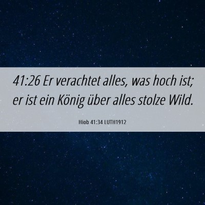 Picture 06 - Hiob 41:34 LUTH1912 - 41:26 Er verachtet alles, was hoch ist; er ist - Bible Verse Picture