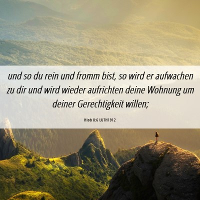 Picture 06 - Hiob 8:6 LUTH1912 - und so du rein und fromm bist, so wird er - Bible Verse Picture