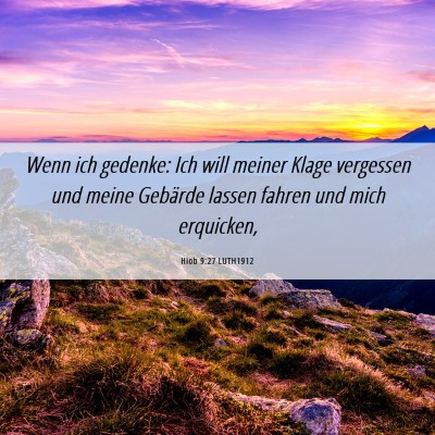 Picture 06 - Hiob 9:27 LUTH1912 - Wenn ich gedenke: Ich will meiner Klage vergessen - Bible Verse Picture