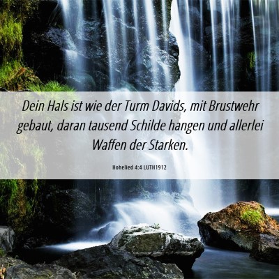 Picture 06 - Hohelied 4:4 LUTH1912 - Dein Hals ist wie der Turm Davids, mit Brustwehr - Bible Verse Picture