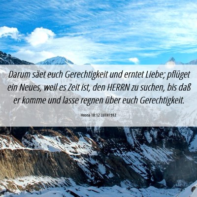 Picture 06 - Hosea 10:12 LUTH1912 - Darum säet euch Gerechtigkeit und erntet Liebe; - Bible Verse Picture