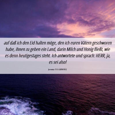 Picture 06 - Jeremia 11:5 LUTH1912 - auf daß ich den Eid halten möge, den ich euren - Bible Verse Picture