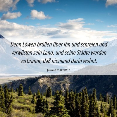 Picture 06 - Jeremia 2:15 LUTH1912 - Denn Löwen brüllen über ihn und schreien und - Bible Verse Picture