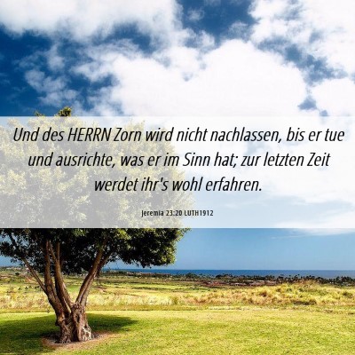 Picture 06 - Jeremia 23:20 LUTH1912 - Und des HERRN Zorn wird nicht nachlassen, bis er - Bible Verse Picture