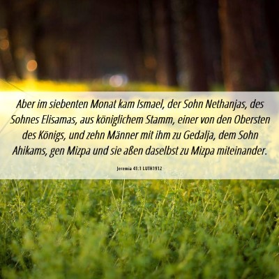 Picture 06 - Jeremia 41:1 LUTH1912 - Aber im siebenten Monat kam Ismael, der Sohn - Bible Verse Picture