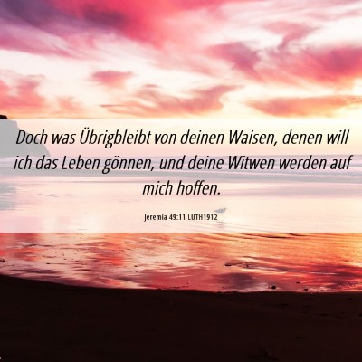 Picture 06 - Jeremia 49:11 LUTH1912 - Doch was Übrigbleibt von deinen Waisen, denen - Bible Verse Picture