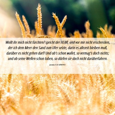 Picture 06 - Jeremia 5:22 LUTH1912 - Wollt ihr mich nicht fürchten? spricht der HERR, - Bible Verse Picture