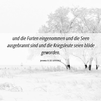 Picture 06 - Jeremia 51:32 LUTH1912 - und die Furten eingenommen und die Seen - Bible Verse Picture