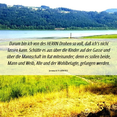 Picture 06 - Jeremia 6:11 LUTH1912 - Darum bin ich von des HERRN Drohen so voll, daß - Bible Verse Picture