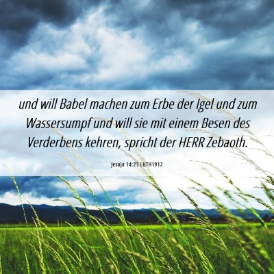 Picture 06 - Jesaja 14:23 LUTH1912 - und will Babel machen zum Erbe der Igel und zum - Bible Verse Picture