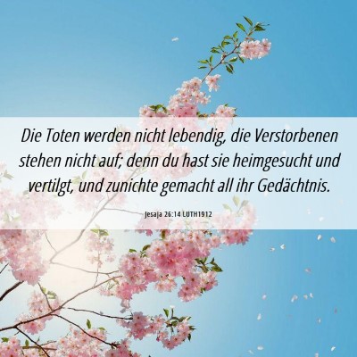 Picture 06 - Jesaja 26:14 LUTH1912 - Die Toten werden nicht lebendig, die Verstorbenen - Bible Verse Picture