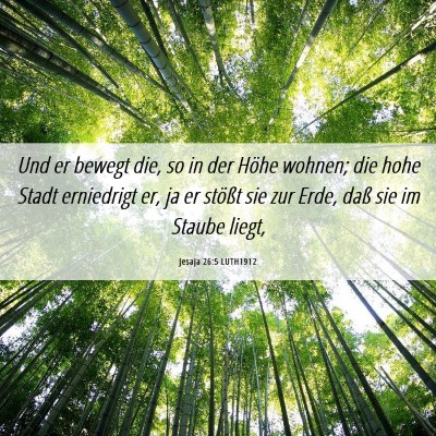 Picture 06 - Jesaja 26:5 LUTH1912 - Und er bewegt die, so in der Höhe wohnen; die - Bible Verse Picture