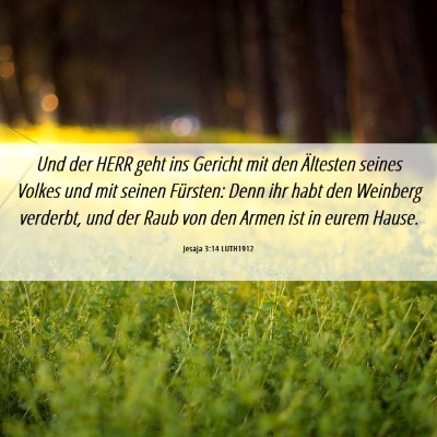 Picture 06 - Jesaja 3:14 LUTH1912 - Und der HERR geht ins Gericht mit den Ältesten - Bible Verse Picture