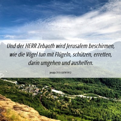 Picture 06 - Jesaja 31:5 LUTH1912 - Und der HERR Zebaoth wird Jerusalem beschirmen, - Bible Verse Picture
