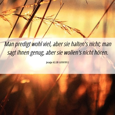 Picture 06 - Jesaja 42:20 LUTH1912 - Man predigt wohl viel, aber sie halten's nicht; - Bible Verse Picture