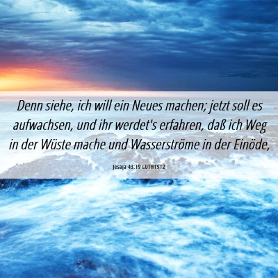 Picture 06 - Jesaja 43:19 LUTH1912 - Denn siehe, ich will ein Neues machen; jetzt soll - Bible Verse Picture