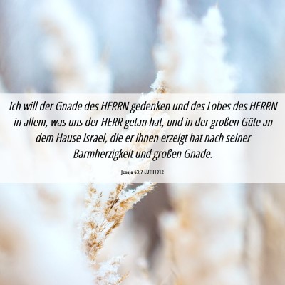 Picture 06 - Jesaja 63:7 LUTH1912 - Ich will der Gnade des HERRN gedenken und des - Bible Verse Picture