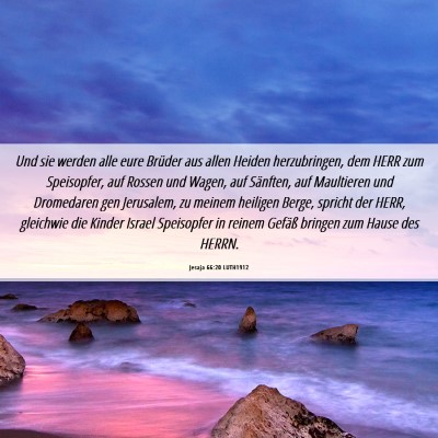 Picture 06 - Jesaja 66:20 LUTH1912 - Und sie werden alle eure Brüder aus allen Heiden - Bible Verse Picture