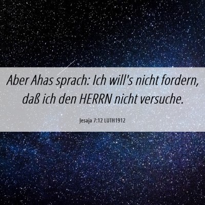 Picture 06 - Jesaja 7:12 LUTH1912 - Aber Ahas sprach: Ich will's nicht fordern, daß - Bible Verse Picture