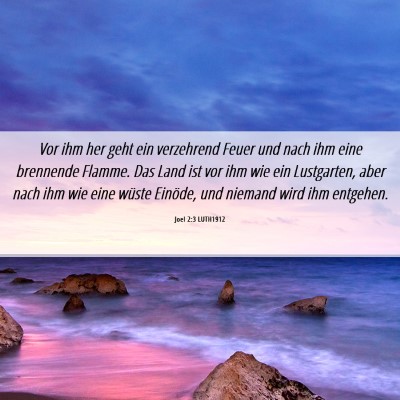 Picture 06 - Joel 2:3 LUTH1912 - Vor ihm her geht ein verzehrend Feuer und nach - Bible Verse Picture