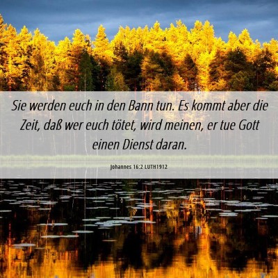 Picture 06 - Johannes 16:2 LUTH1912 - Sie werden euch in den Bann tun. Es kommt aber - Bible Verse Picture