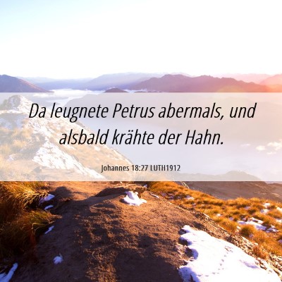 Picture 06 - Johannes 18:27 LUTH1912 - Da leugnete Petrus abermals, und alsbald krähte - Bible Verse Picture